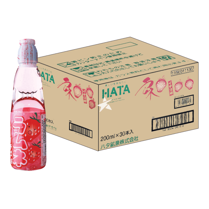 Hata Ramune Japanese Soda Strawberry Flavor Case of 30